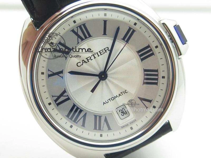 Cle de Cartier SS V6F Best Edition White Textured Dial On Black Leather Strap MIYOTA9015
