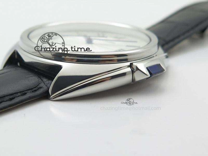 Cle de Cartier SS V6F Best Edition White Textured Dial On Black Leather Strap MIYOTA9015