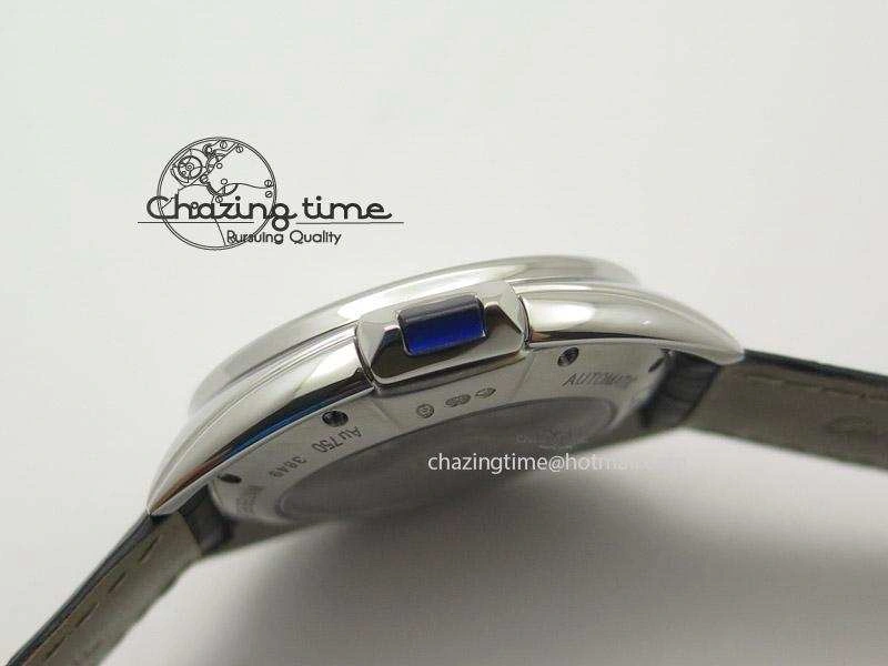Cle de Cartier SS V6F Best Edition White Textured Dial On Black Leather Strap MIYOTA9015