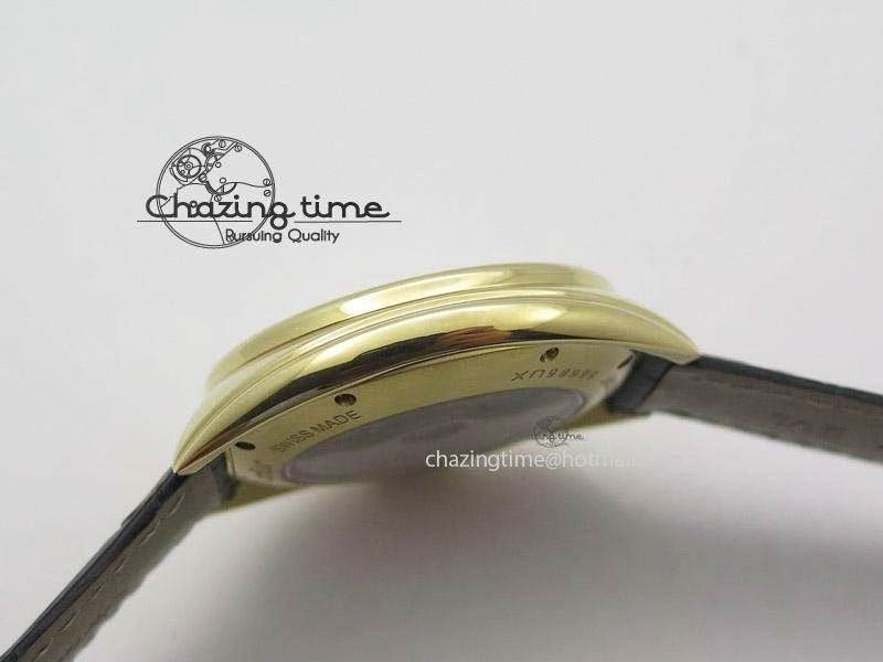Cle de Cartier YG V6F Best Edition White Textured Dial On Black Leather Strap MIYOTA9015