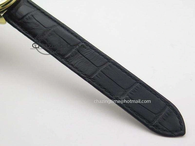 Cle de Cartier YG V6F Best Edition White Textured Dial On Black Leather Strap MIYOTA9015
