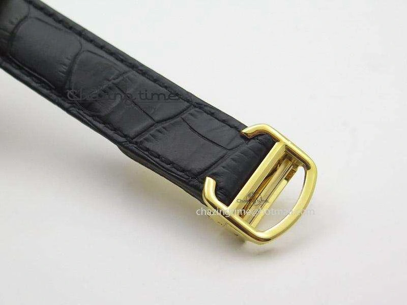 Cle de Cartier YG V6F Best Edition White Textured Dial On Black Leather Strap MIYOTA9015