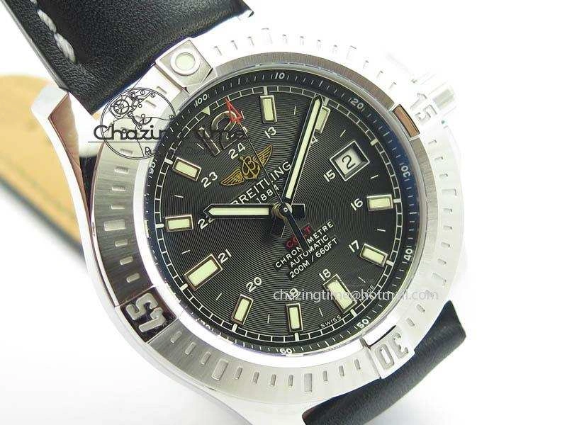 Clot Chronometer SS GF 1:1 Best Edition Black Sticks Marker Dial On Black Leather Strap A2824