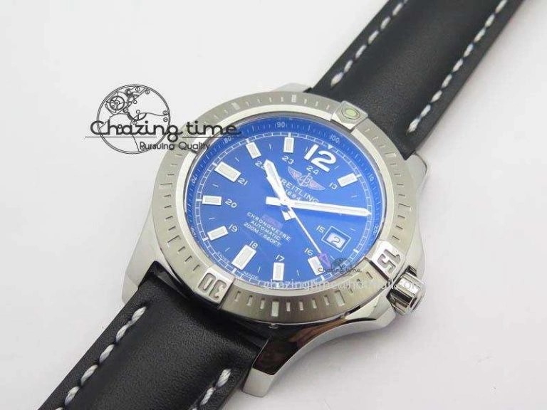 Clot Chronometer SS GF 1:1 Best Edition Black Sticks Marker Dial On Black Leather Strap A2824
