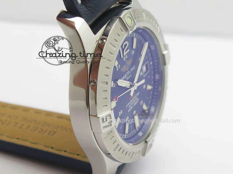 Clot Chronometer SS GF 1:1 Best Edition Blue Sticks Marker Dial On Blue Leather Strap A2824