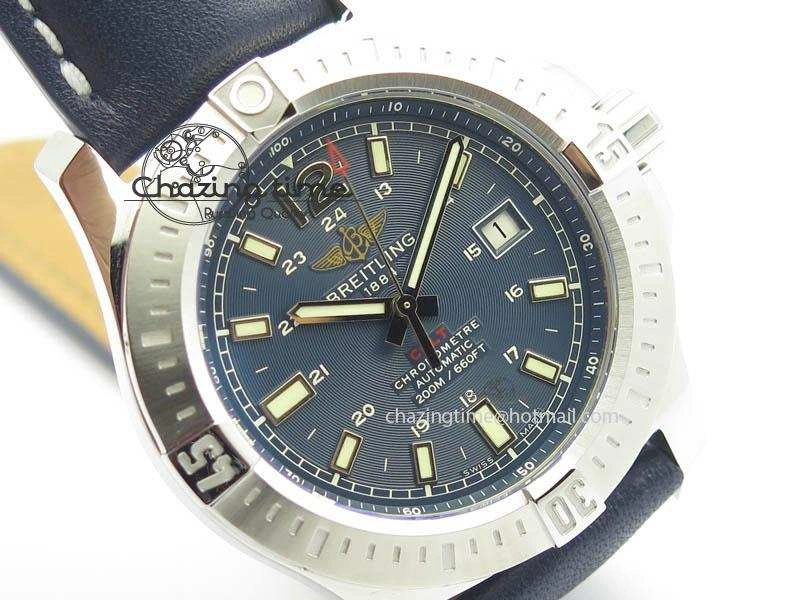 Clot Chronometer SS GF 1:1 Best Edition Blue Sticks Marker Dial On Blue Leather Strap A2824