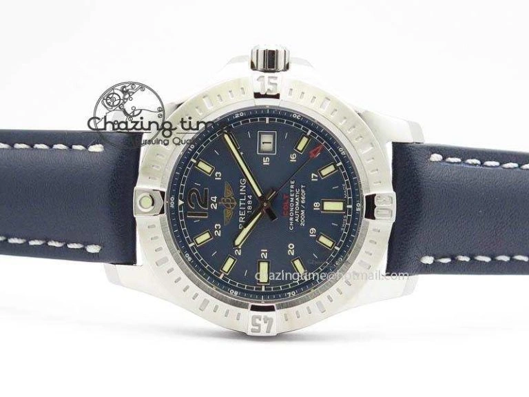 Clot Chronometer SS GF 1:1 Best Edition Blue Sticks Marker Dial On Blue Leather Strap A2824