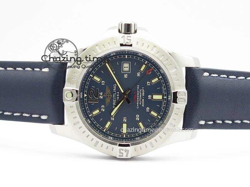 Clot Chronometer SS GF 1:1 Best Edition Blue Sticks Marker Dial On Blue Leather Strap A2824