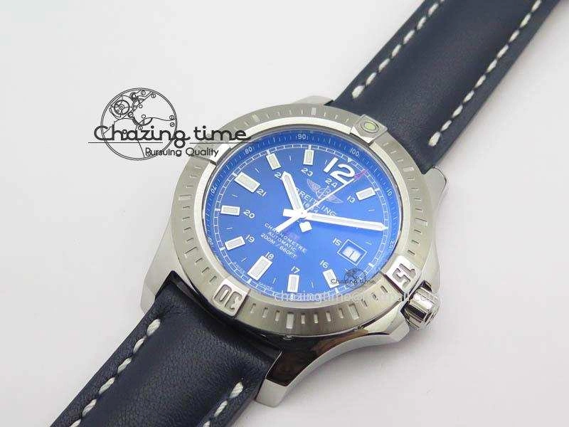 Clot Chronometer SS GF 1:1 Best Edition Blue Sticks Marker Dial On Blue Leather Strap A2824