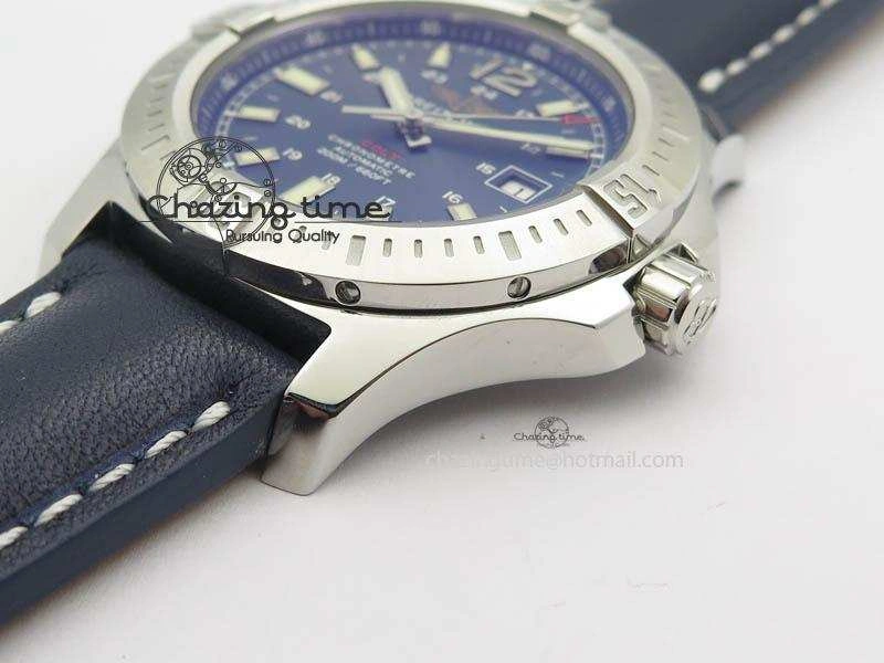 Clot Chronometer SS GF 1:1 Best Edition Blue Sticks Marker Dial On Blue Leather Strap A2824