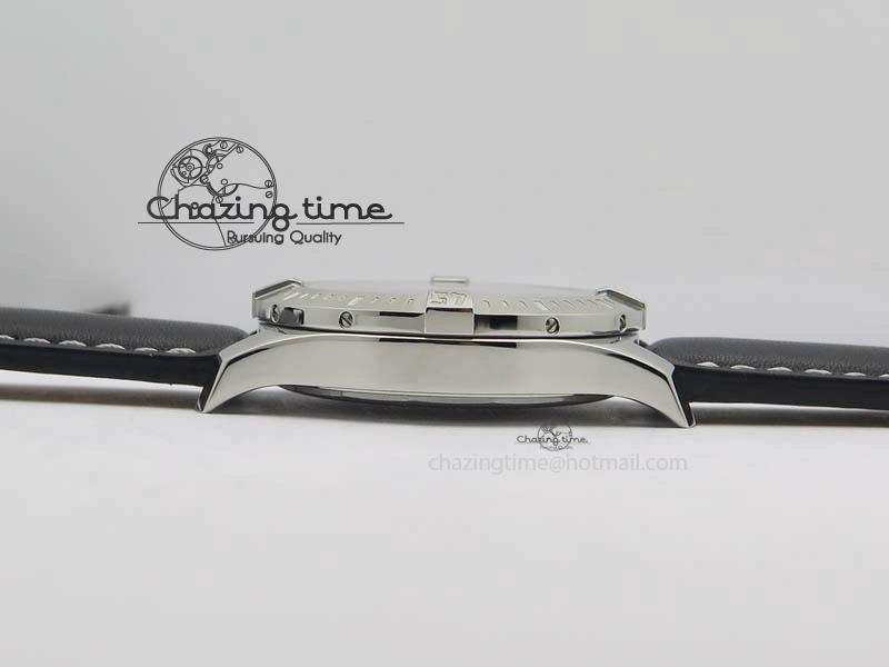 Clot Chronometer SS GF 1:1 Best Edition White Sticks Marker Dial On Black Leather Strap A2824