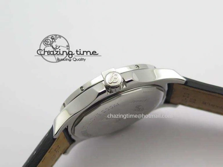 Clot Chronometer SS GF 1:1 Best Edition White Sticks Marker Dial On Black Leather Strap A2824