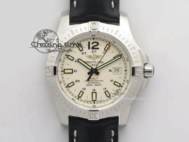 Clot Chronometer SS GF 1:1 Best Edition White Sticks Marker Dial On Black Leather Strap A2824