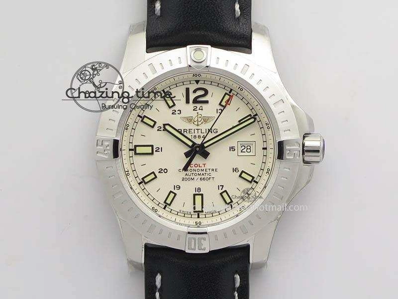 Clot Chronometer SS GF 1:1 Best Edition White Sticks Marker Dial On Black Leather Strap A2824