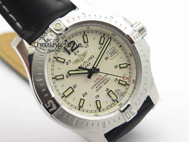 Clot Chronometer SS GF 1:1 Best Edition White Sticks Marker Dial On Black Leather Strap A2824