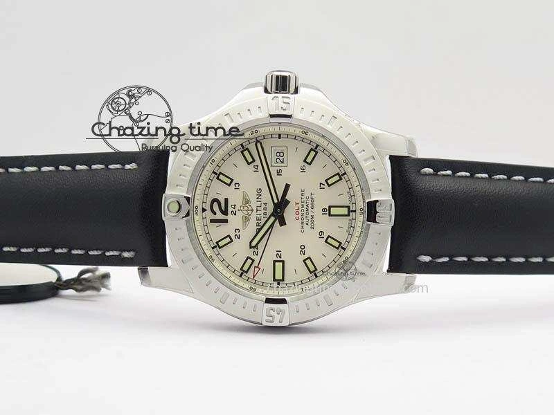 Clot Chronometer SS GF 1:1 Best Edition White Sticks Marker Dial On Black Leather Strap A2824