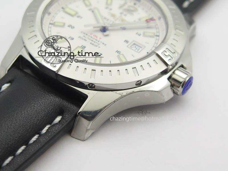 Clot Chronometer SS GF 1:1 Best Edition White Sticks Marker Dial On Black Leather Strap A2824