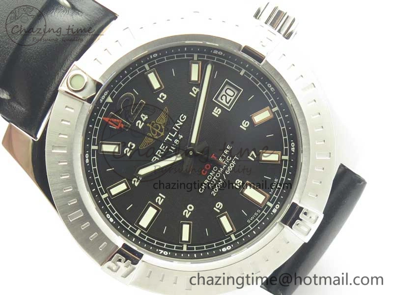 Clot Chronometer SS UBF 1-1 Best Edition Black Sticks Marker Dial on Black Leather Strap A2824