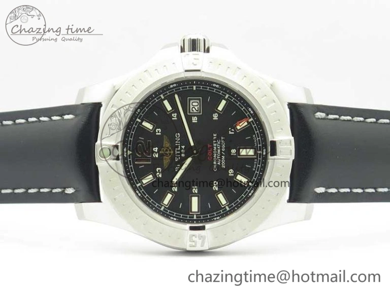 Clot Chronometer SS UBF 1-1 Best Edition Black Sticks Marker Dial on Black Leather Strap A2824