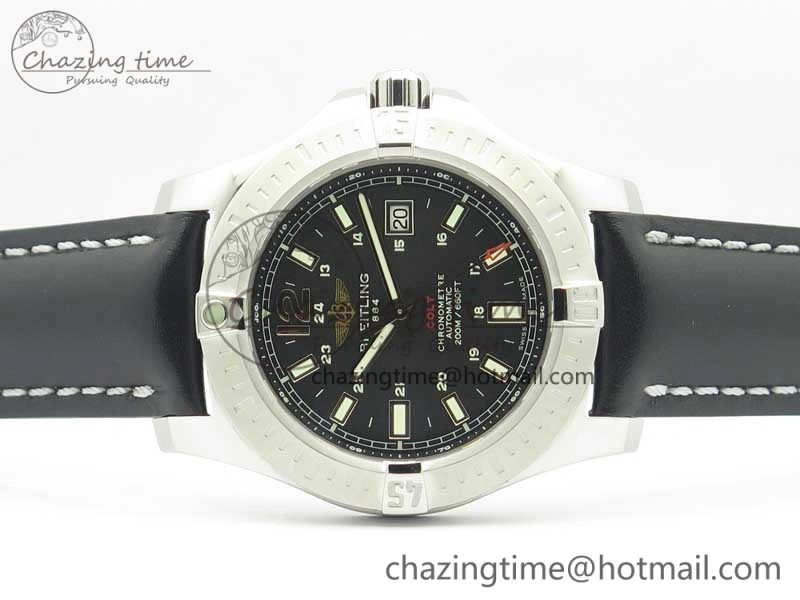Clot Chronometer SS UBF 1-1 Best Edition Black Sticks Marker Dial on Black Leather Strap A2824