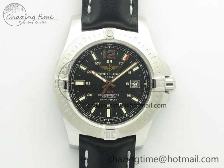 Clot Chronometer SS UBF 1-1 Best Edition Black Sticks Marker Dial on Black Leather Strap A2824