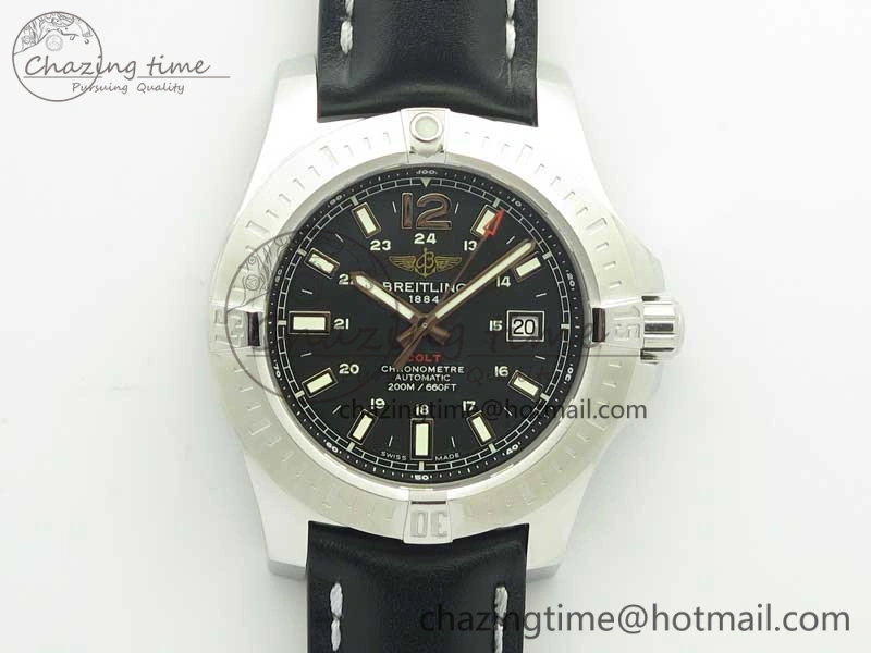 Clot Chronometer SS UBF 1-1 Best Edition Black Sticks Marker Dial on Black Leather Strap A2824