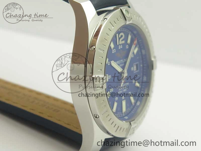 Clot Chronometer SS UBF 1:1 Best Edition Blue Sticks Marker Dial on Blue Leather strap A2824