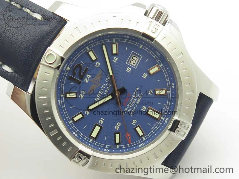 Clot Chronometer SS UBF 1:1 Best Edition Blue Sticks Marker Dial on Blue Leather strap A2824