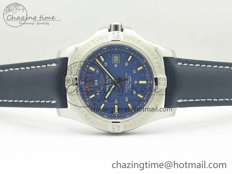 Clot Chronometer SS UBF 1:1 Best Edition Blue Sticks Marker Dial on Blue Leather strap A2824