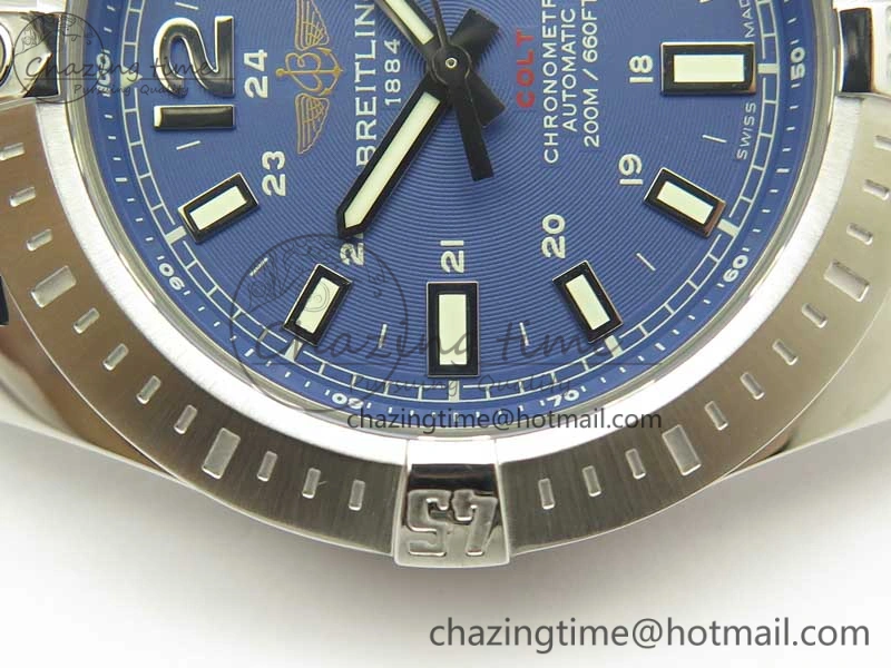Clot Chronometer SS UBF 1:1 Best Edition Blue Sticks Marker Dial on Blue Leather strap A2824