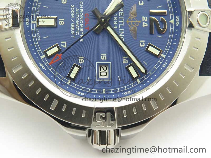 Clot Chronometer SS UBF 1:1 Best Edition Blue Sticks Marker Dial on Blue Leather strap A2824