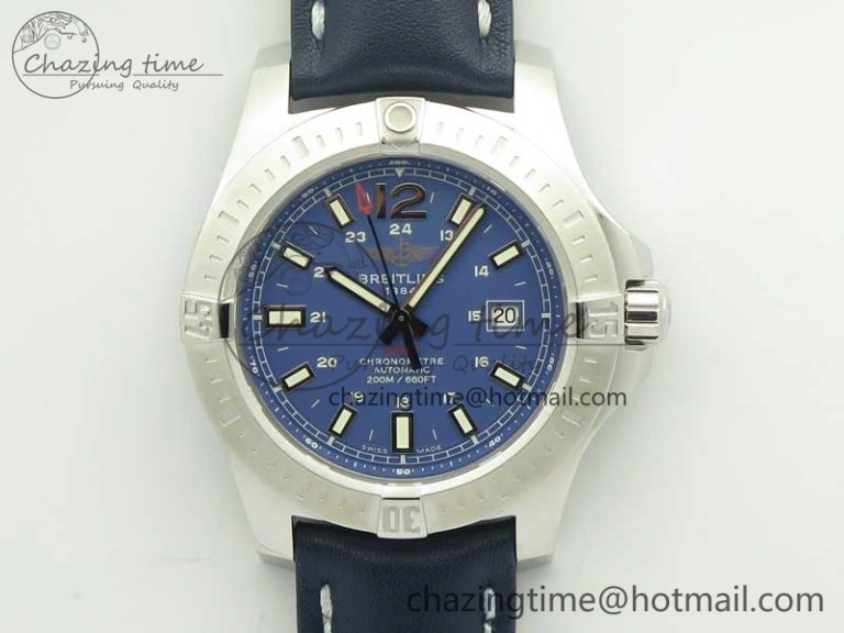Clot Chronometer SS UBF 1:1 Best Edition Blue Sticks Marker Dial on Blue Leather strap A2824