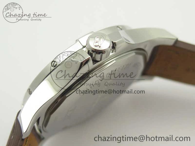 Clot Chronometer SS UBF 1:1 Best Edition White Sticks Marker Dial on Brown Leather Strap A2824