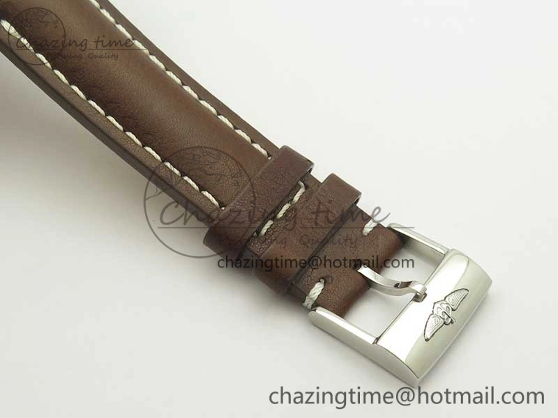 Clot Chronometer SS UBF 1:1 Best Edition White Sticks Marker Dial on Brown Leather Strap A2824