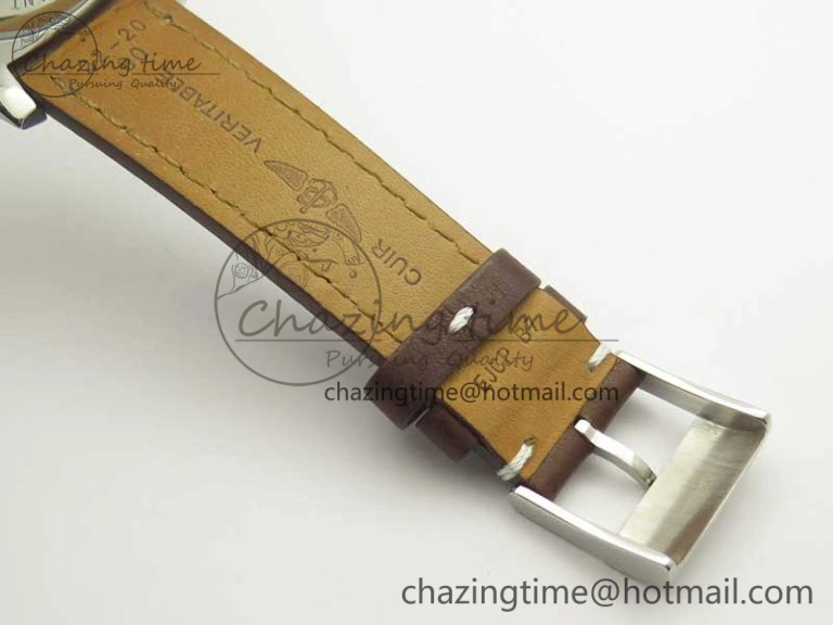 Clot Chronometer SS UBF 1:1 Best Edition White Sticks Marker Dial on Brown Leather Strap A2824