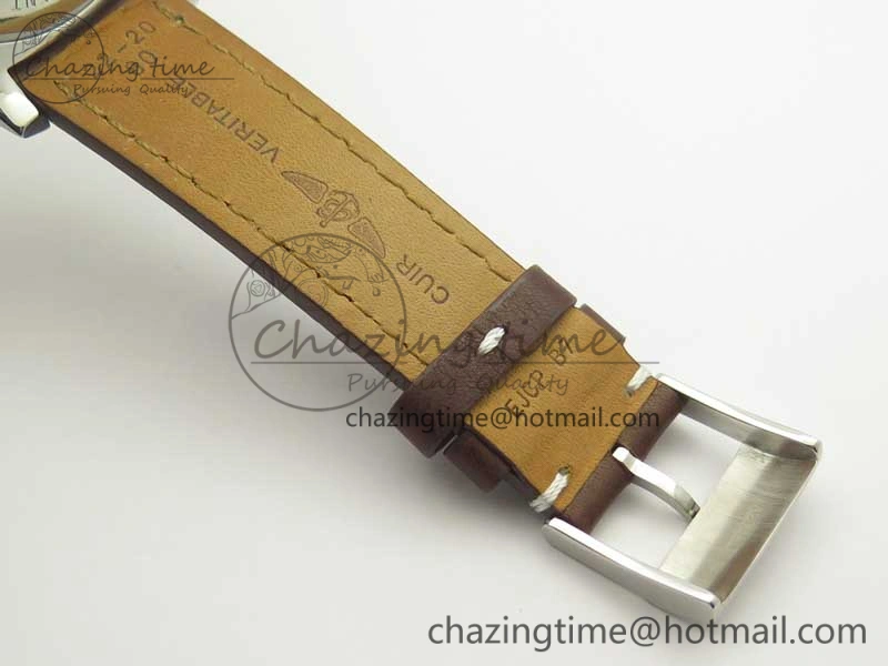 Clot Chronometer SS UBF 1:1 Best Edition White Sticks Marker Dial on Brown Leather Strap A2824