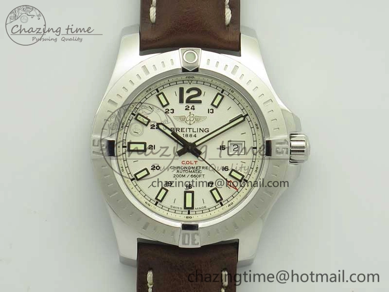 Clot Chronometer SS UBF 1:1 Best Edition White Sticks Marker Dial on Brown Leather Strap A2824