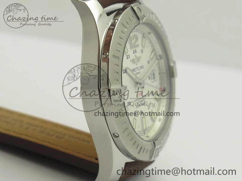 Clot Chronometer SS UBF 1:1 Best Edition White Sticks Marker Dial on Brown Leather Strap A2824