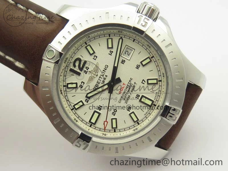 Clot Chronometer SS UBF 1:1 Best Edition White Sticks Marker Dial on Brown Leather Strap A2824
