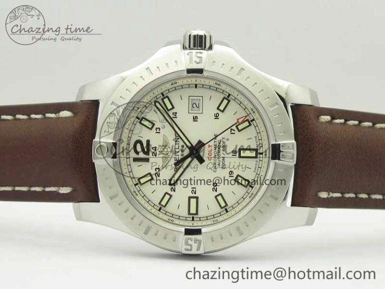 Clot Chronometer SS UBF 1:1 Best Edition White Sticks Marker Dial on Brown Leather Strap A2824