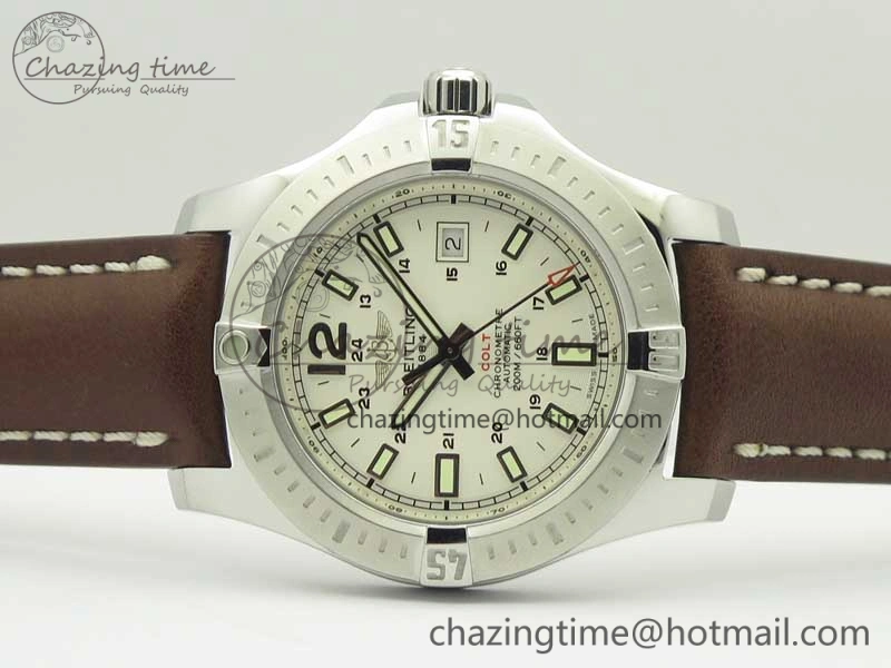 Clot Chronometer SS UBF 1:1 Best Edition White Sticks Marker Dial on Brown Leather Strap A2824