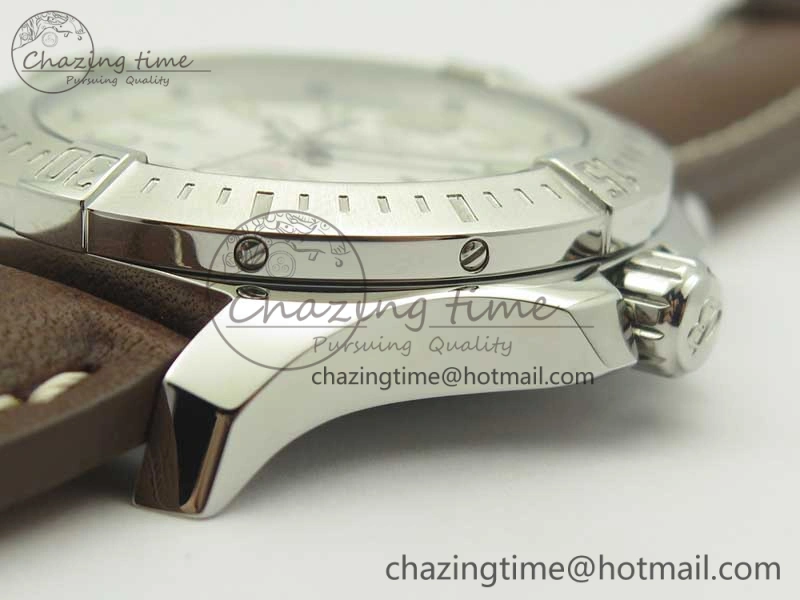Clot Chronometer SS UBF 1:1 Best Edition White Sticks Marker Dial on Brown Leather Strap A2824