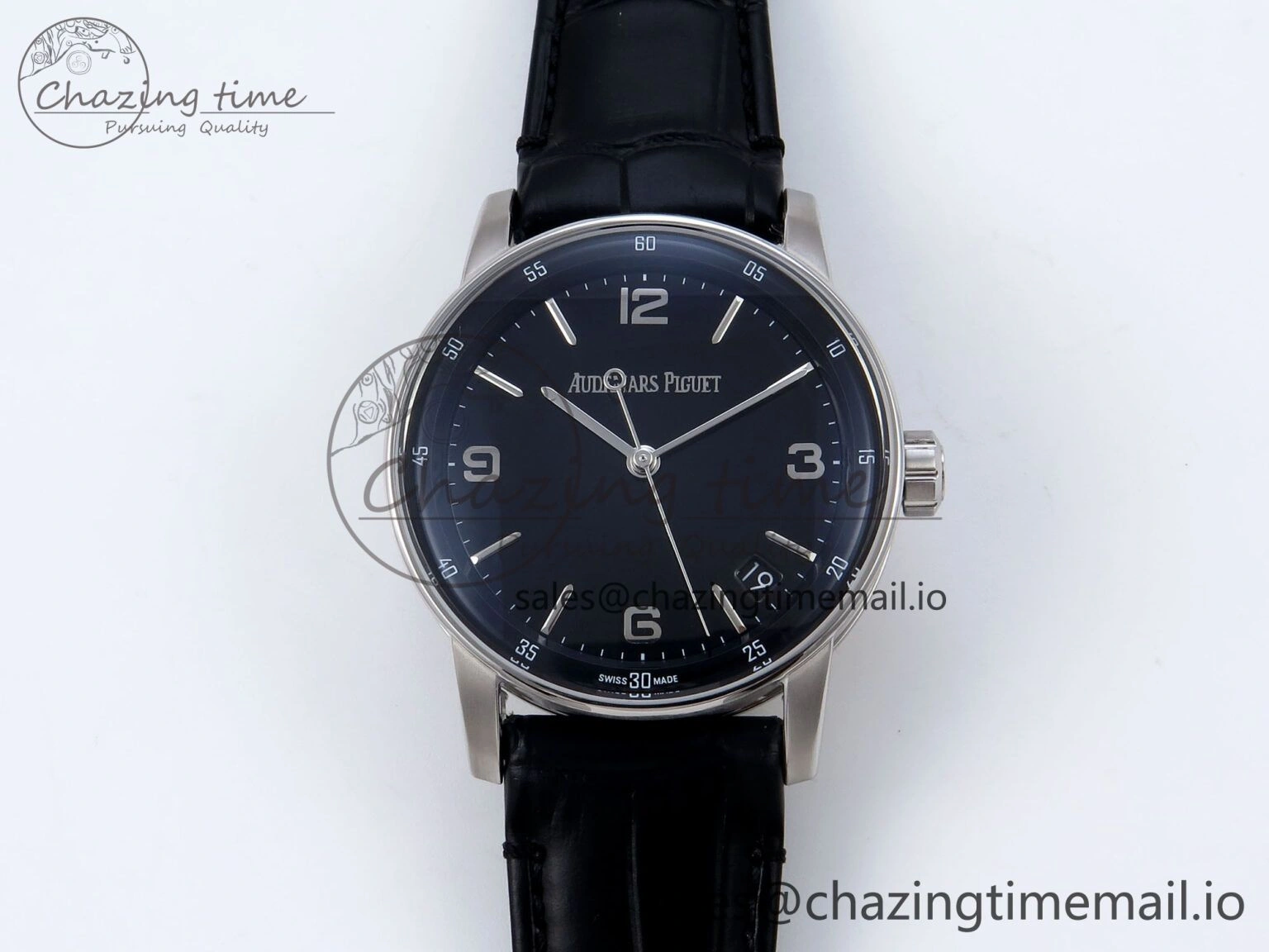 Code 11.59 SS 15210 APSF 1:1 Best Edition Black Dial on Black Leather Strap SA4302 Super Clone