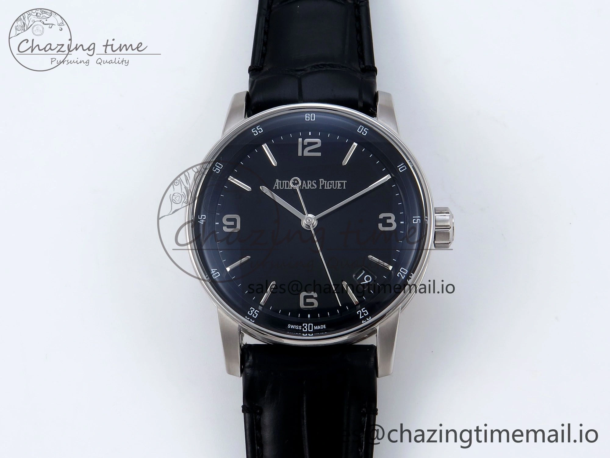 Code 11.59 SS 15210 APSF 1:1 Best Edition Black Dial on Black Leather Strap SA4302 Super Clone