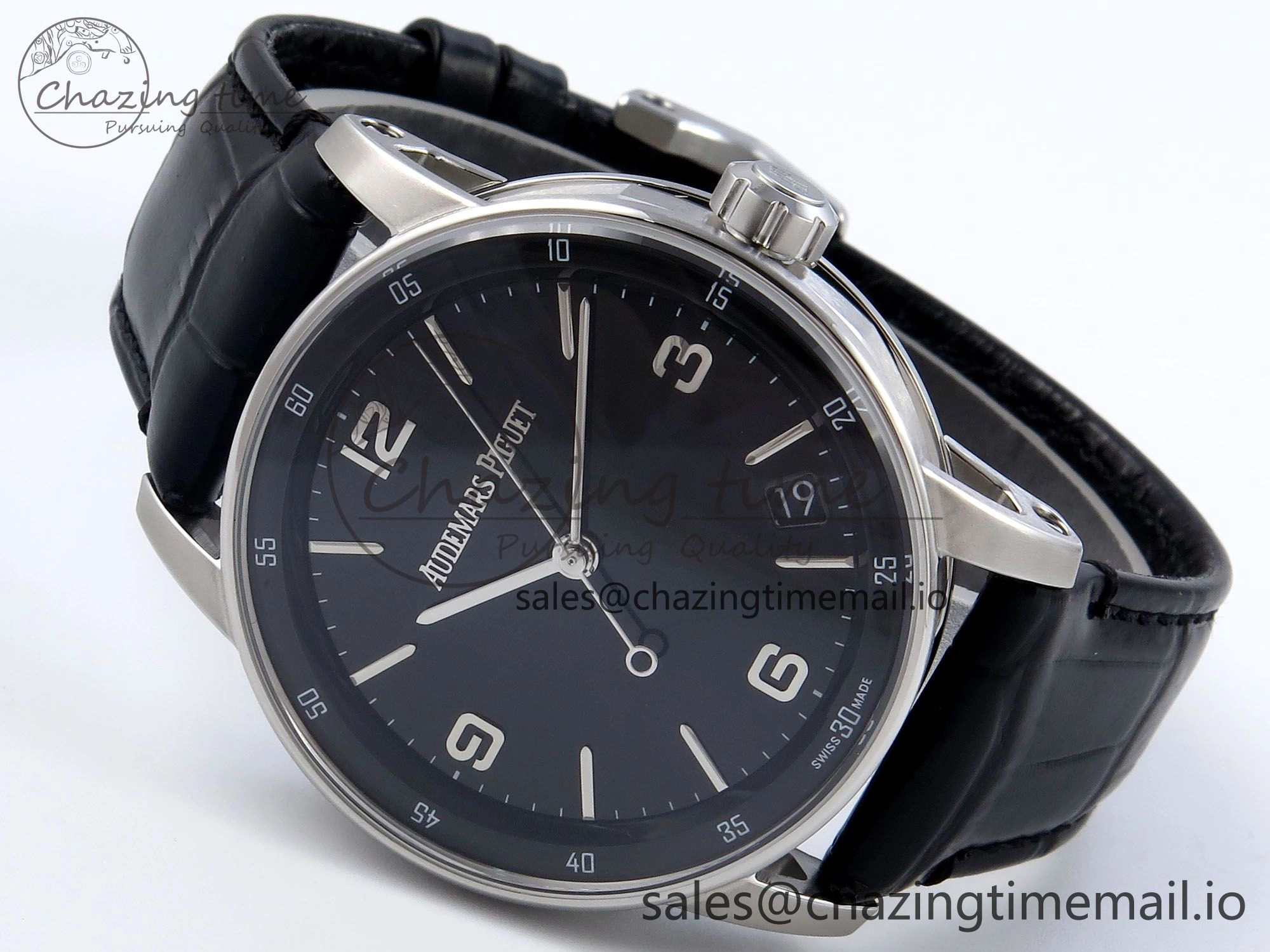 Code 11.59 SS 15210 APSF 1:1 Best Edition Black Dial on Black Leather Strap SA4302 Super Clone