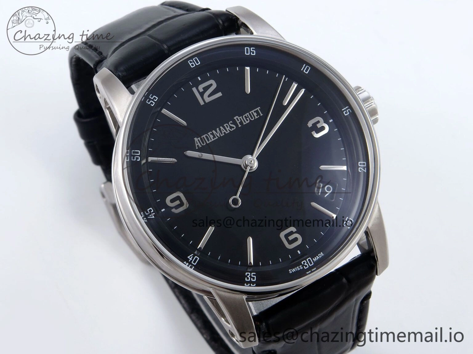 Code 11.59 SS 15210 APSF 1:1 Best Edition Black Dial on Black Leather Strap SA4302 Super Clone