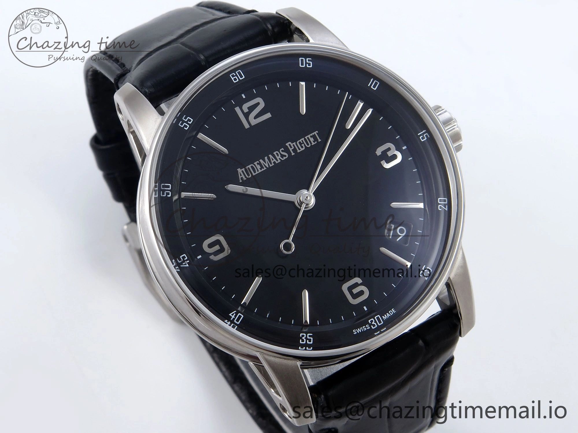 Code 11.59 SS 15210 APSF 1:1 Best Edition Black Dial on Black Leather Strap SA4302 Super Clone
