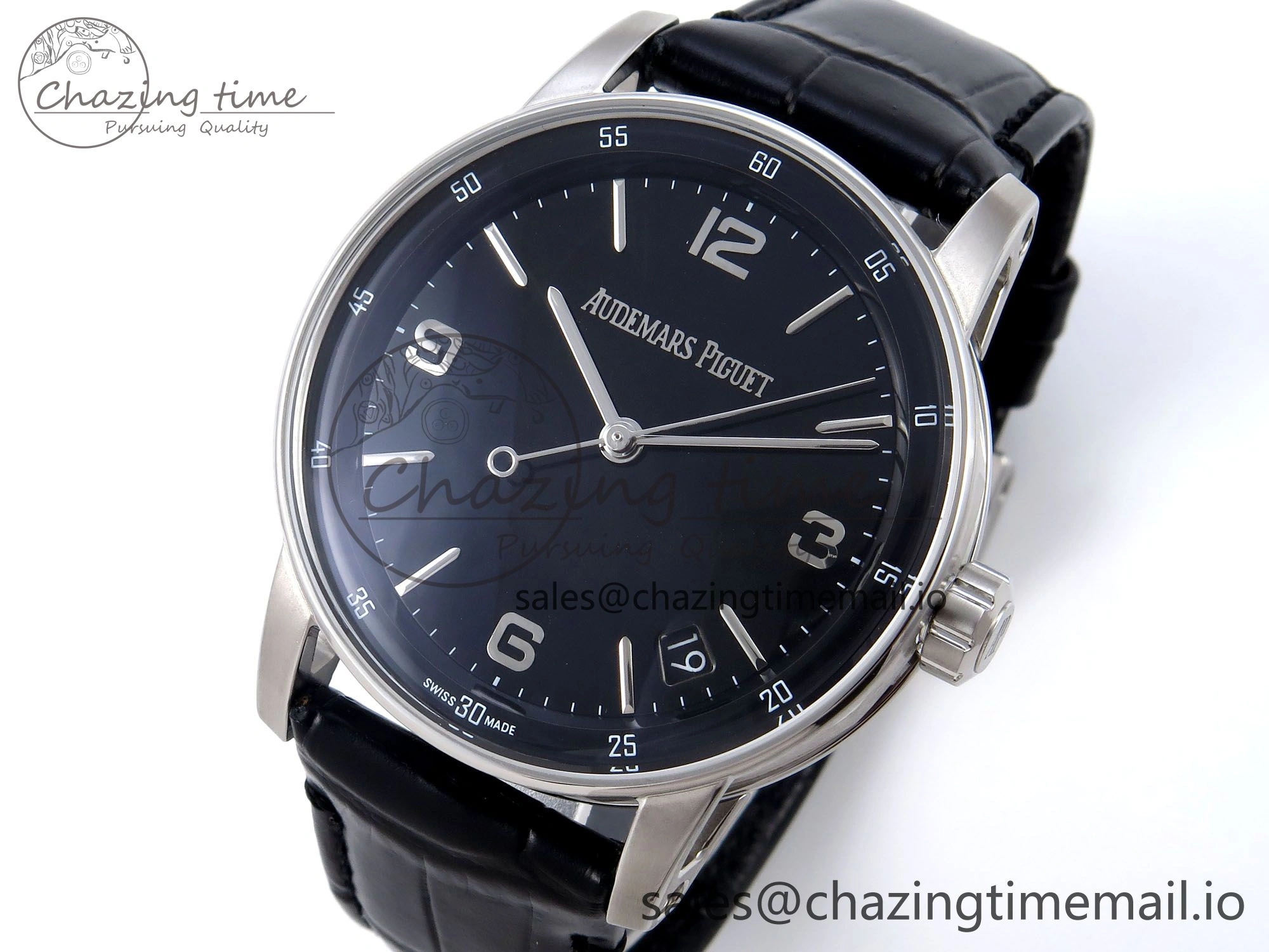 Code 11.59 SS 15210 APSF 1:1 Best Edition Black Dial on Black Leather Strap SA4302 Super Clone
