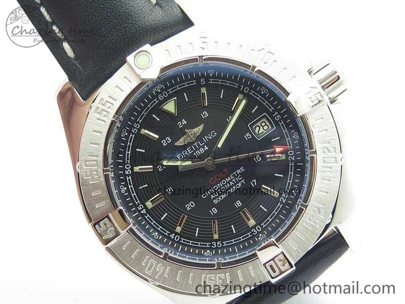 Colt Automatic 41mm SS Black Textured Dial On Black Leather Strap A2824