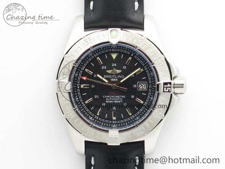 Colt Automatic 41mm SS Black Textured Dial On Black Leather Strap A2824